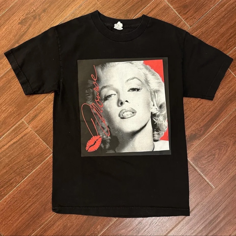 Vintage Y2K Marilyn Monroe Signature Pop Art T Shirt Black Size Small